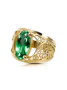 Emerald 14K Yellow gold Ring Vintage style vrc057y